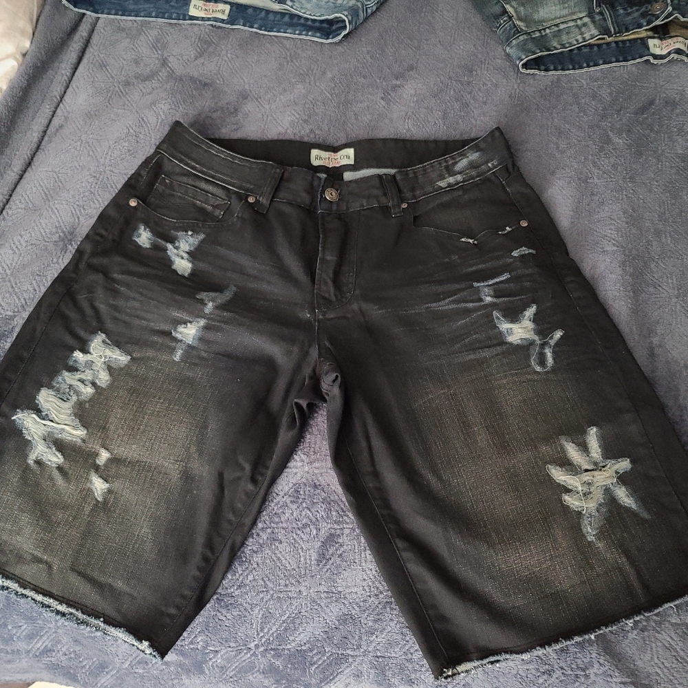 Rivet De Cru Thomas 5PKT Denim Cut Short Mens Sz 36 Blue Graphite
